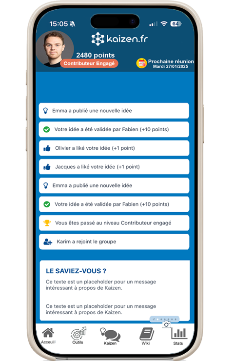 Application Kaizen pour smartphone